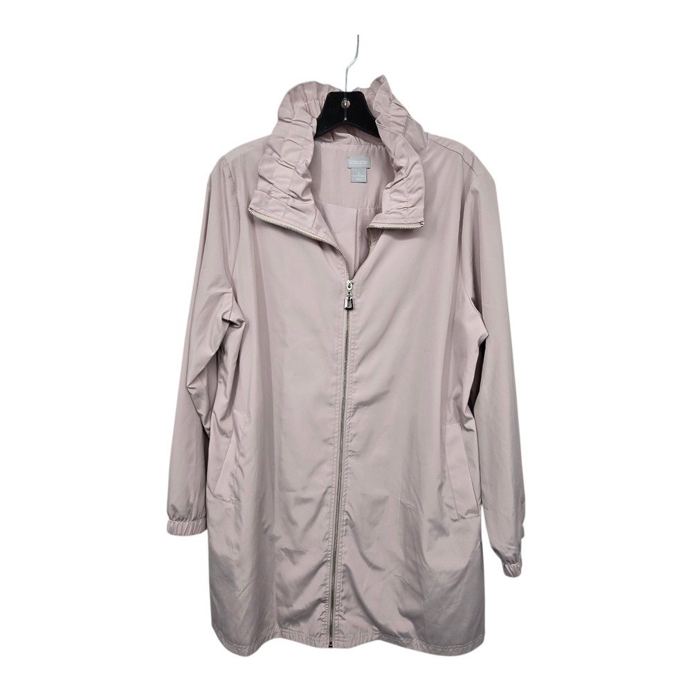 Chicos‎ Full Zip Lightweight Windbreaker Jacket Women's 12 14 Blush Pink Outdoor